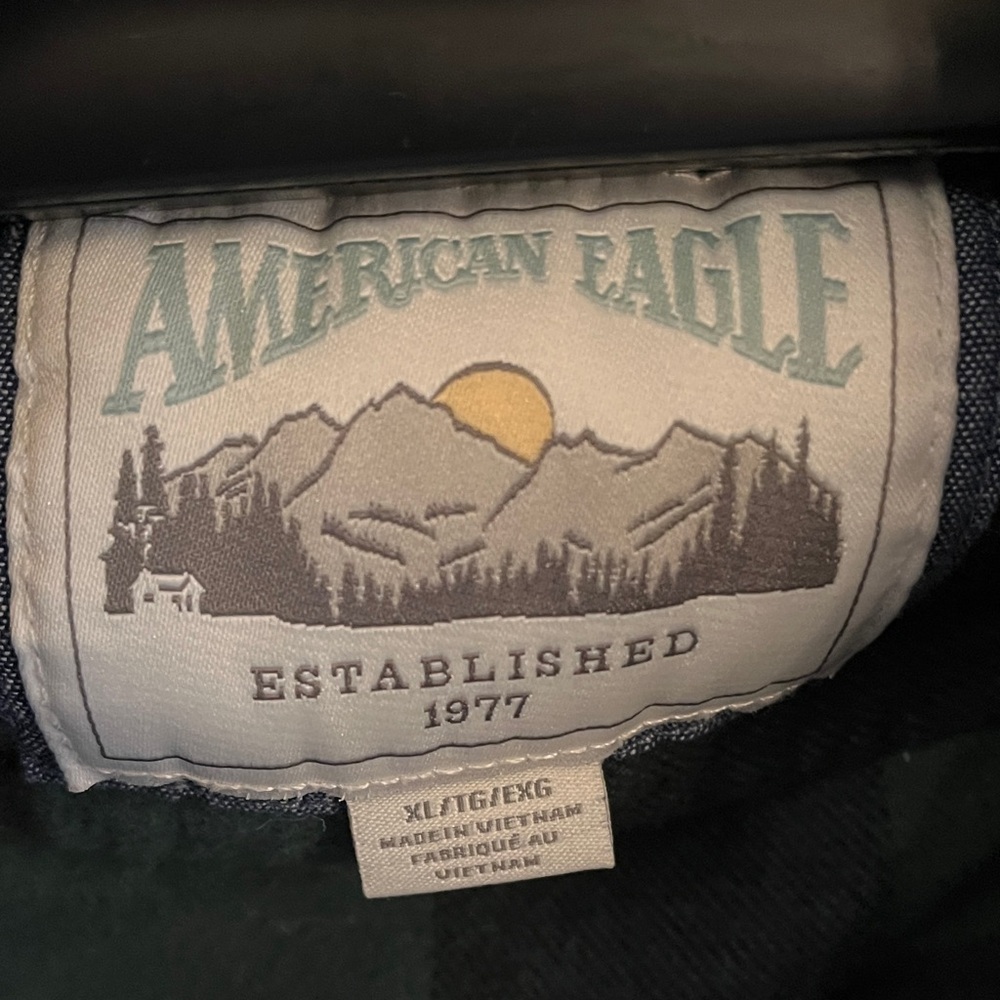 American Eagle Outfitters Black & Teal Plaid Shirt Jacket - Picture 2 of 7